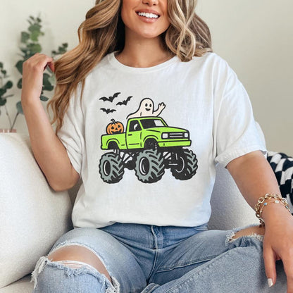 Monster Truck Halloween PNG, Ghost and Pumpkin Truck PNG - 300 DPI Design
