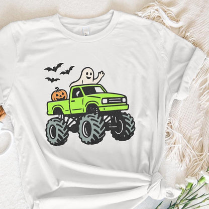 Monster Truck Halloween PNG, Ghost and Pumpkin Truck PNG - 300 DPI Design