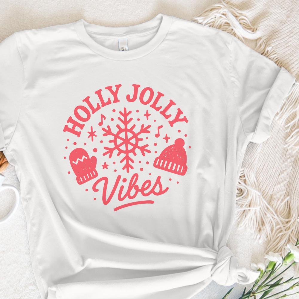 Holly Jolly Vibes PNG, Christmas Shirt PNG - 300 DPI Design for T-Shirt