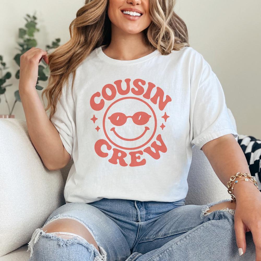 Cousin Crew PNG, Retro Smiley Face Digital Download - 300 DPI Design for