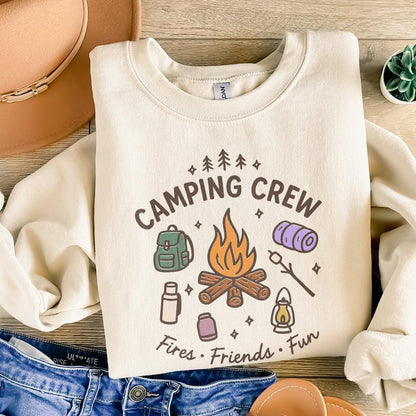 Camping Crew PNG, Fires Friends Fun - 300 DPI Design for T-Shirt