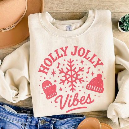 Holly Jolly Vibes PNG, Christmas Shirt PNG - 300 DPI Design for T-Shirt
