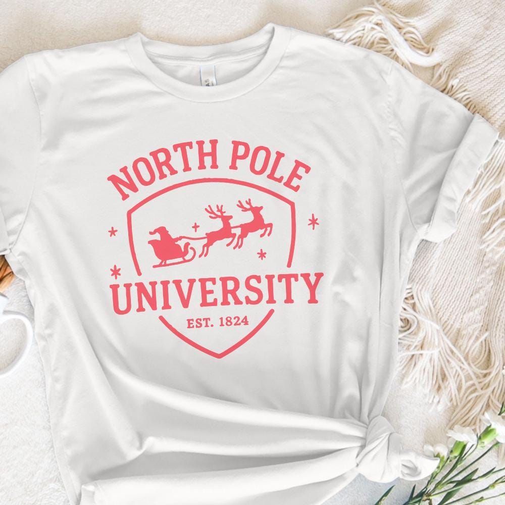 North Pole University PNG, Santa Sleigh Christmas Shirt PNG - 300 DPI