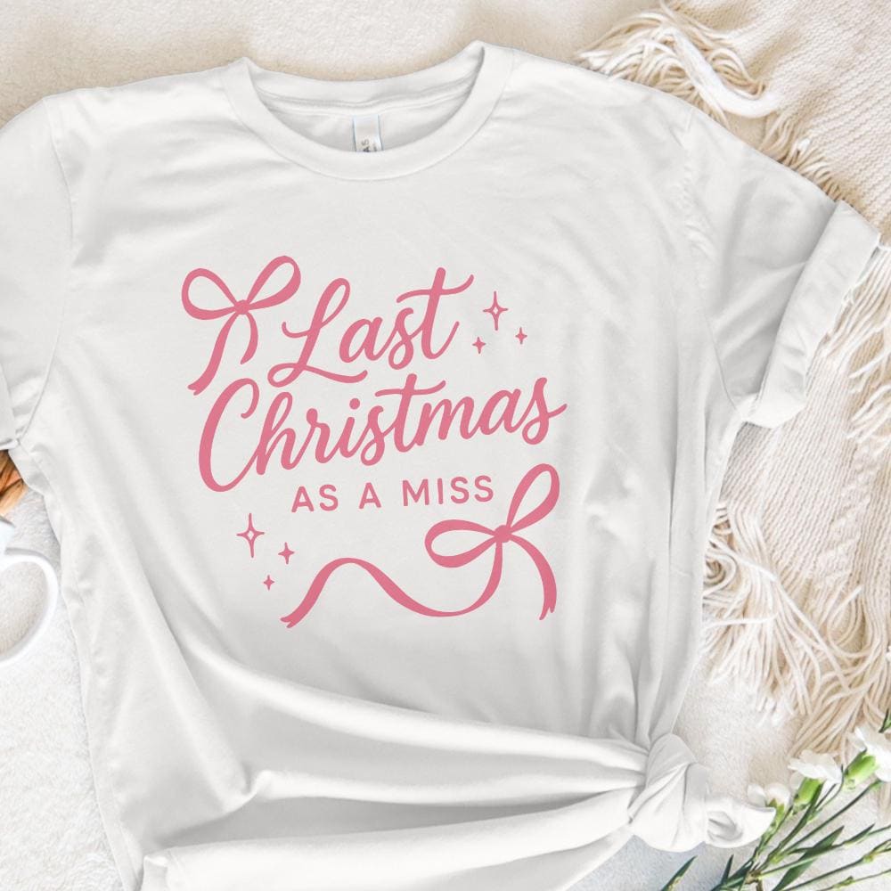 Last Christmas As A Miss PNG - Engaged Christmas Shirt, Bridal Holiday