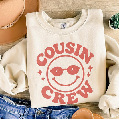 Cousin Crew PNG, Retro Smiley Face Digital Download - 300 DPI Design for