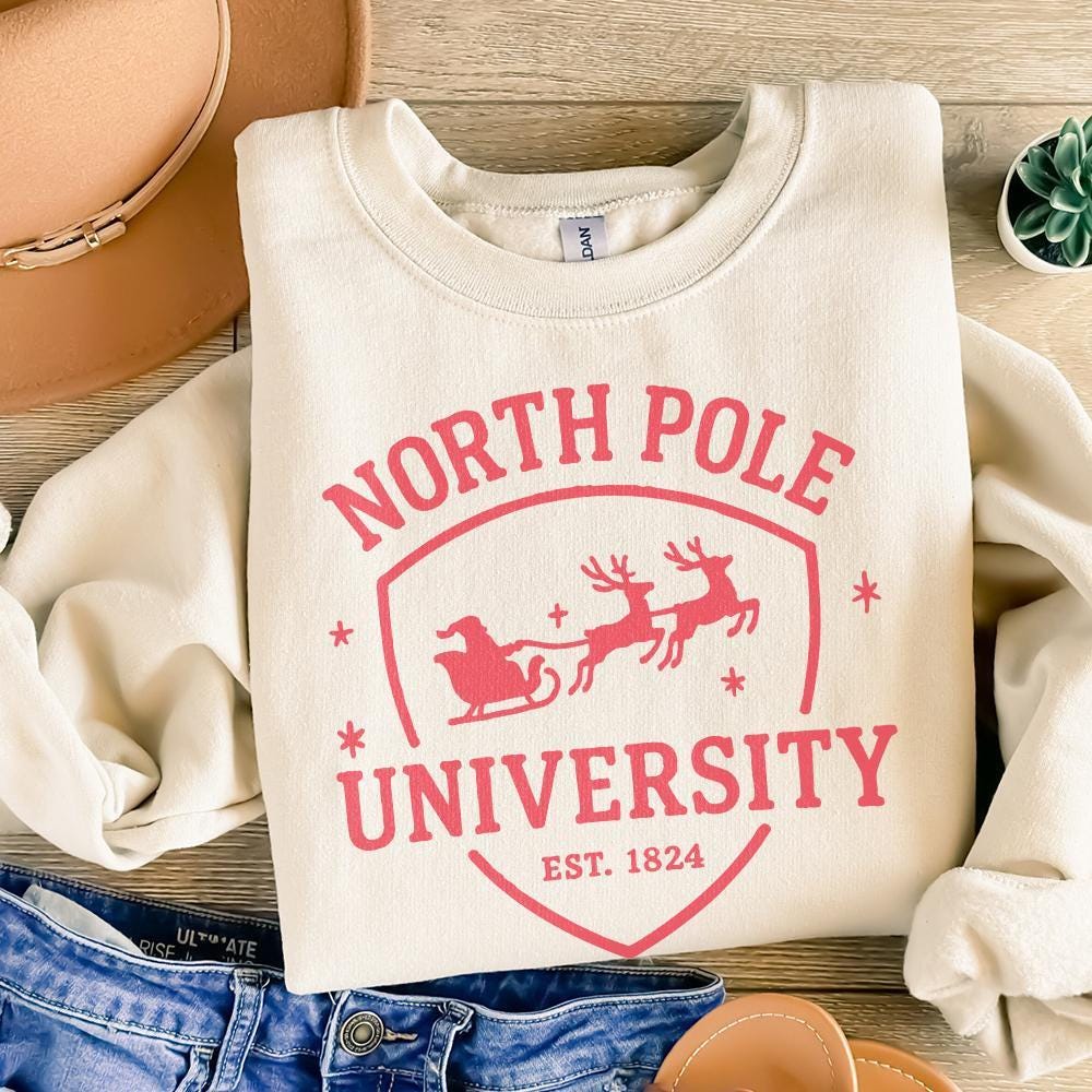 North Pole University PNG, Santa Sleigh Christmas Shirt PNG - 300 DPI