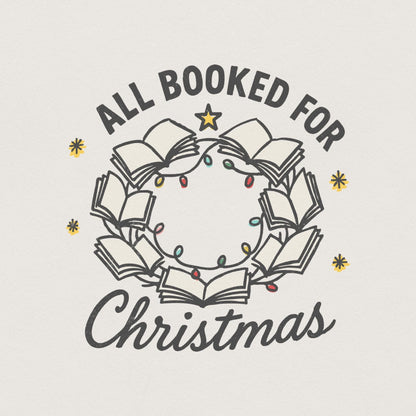 All Booked For Christmas PNG, Book Lover Christmas Wreath Digital