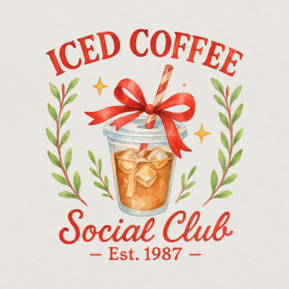Iced Coffee Social Club Est. 1987 PNG, Coffee Club Lover Sublimation PNG