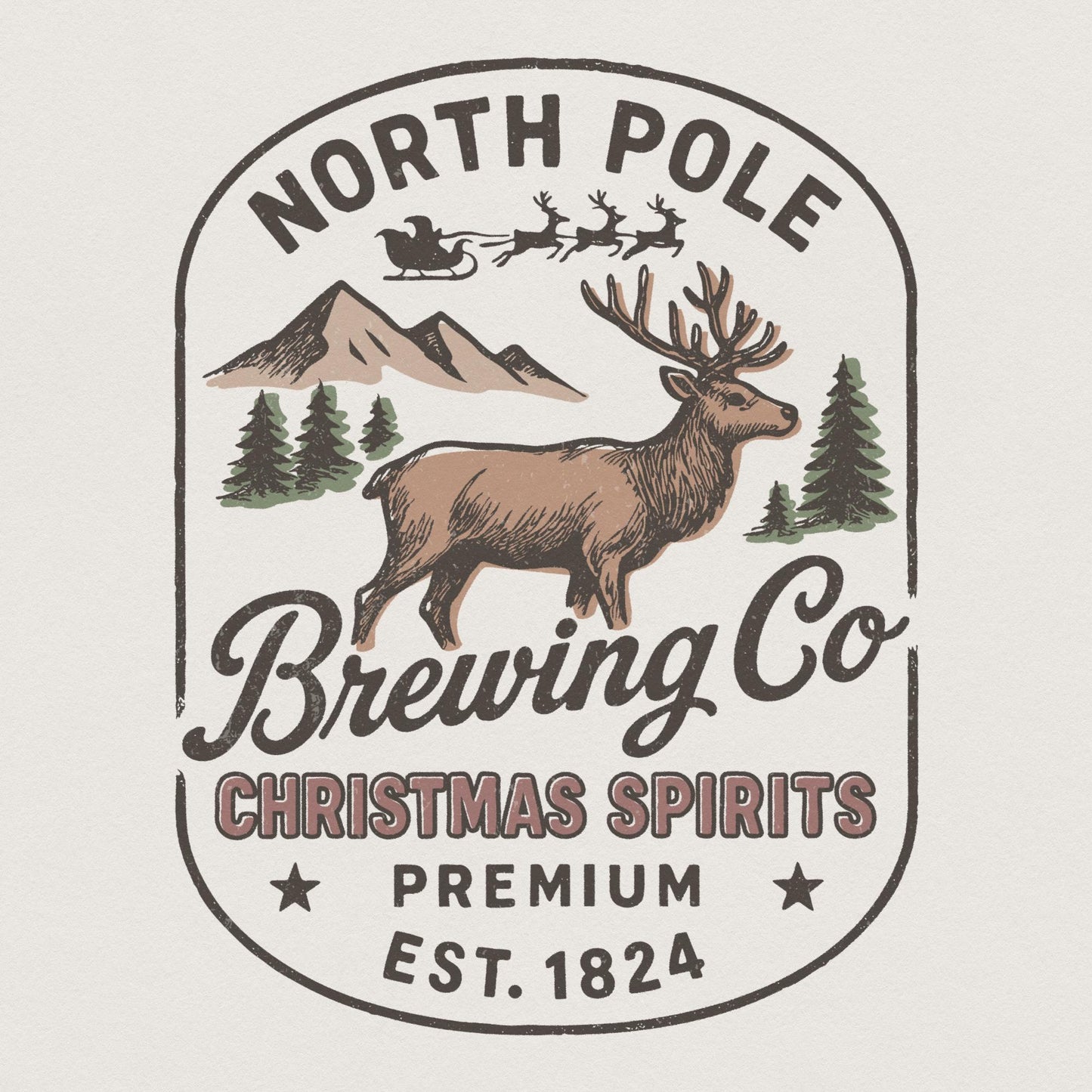 North Pole Brewing Co Christmas Spirits PNG, Reindeer Beer PNG - 300 DPI
