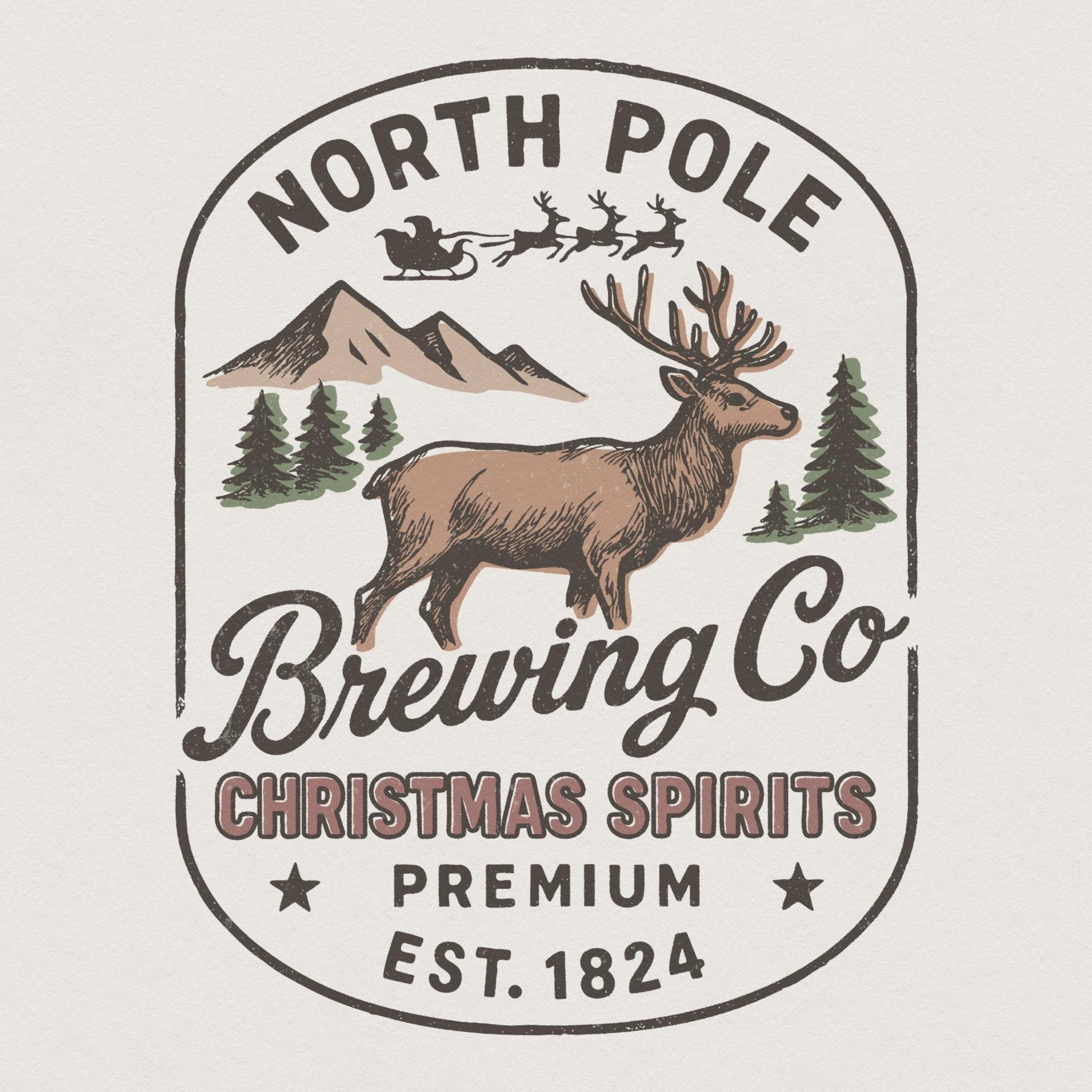 North Pole Brewing Co Christmas Spirits PNG, Reindeer Beer PNG - 300 DPI