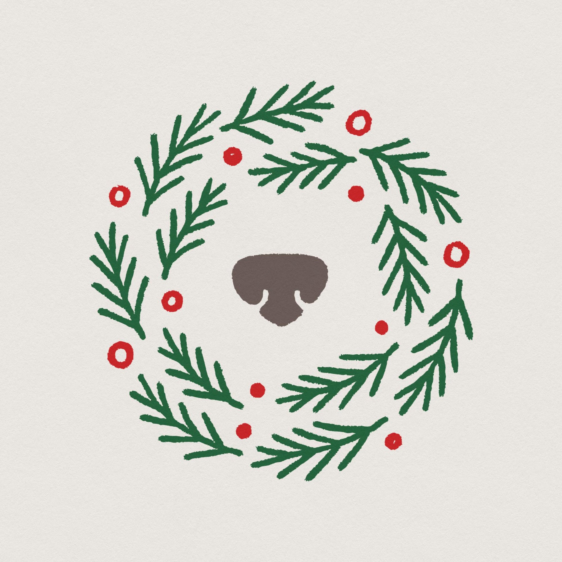 Wreath Bear Nose PNG, Cute Christmas Wreath PNG - 300 DPI Design for