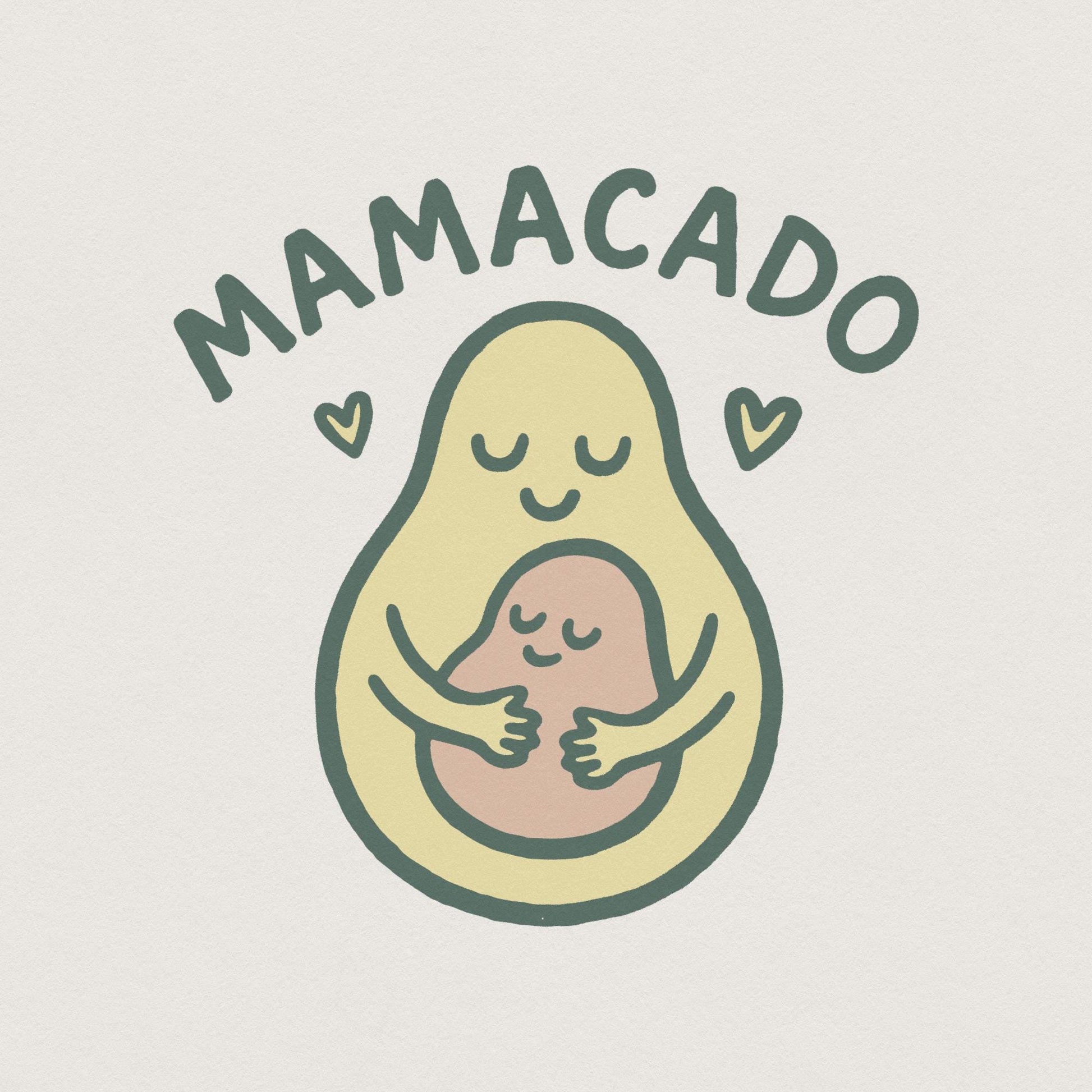 Mamacado PNG, Cute Avocado Mom and Baby Digital Download - 300 DPI Design