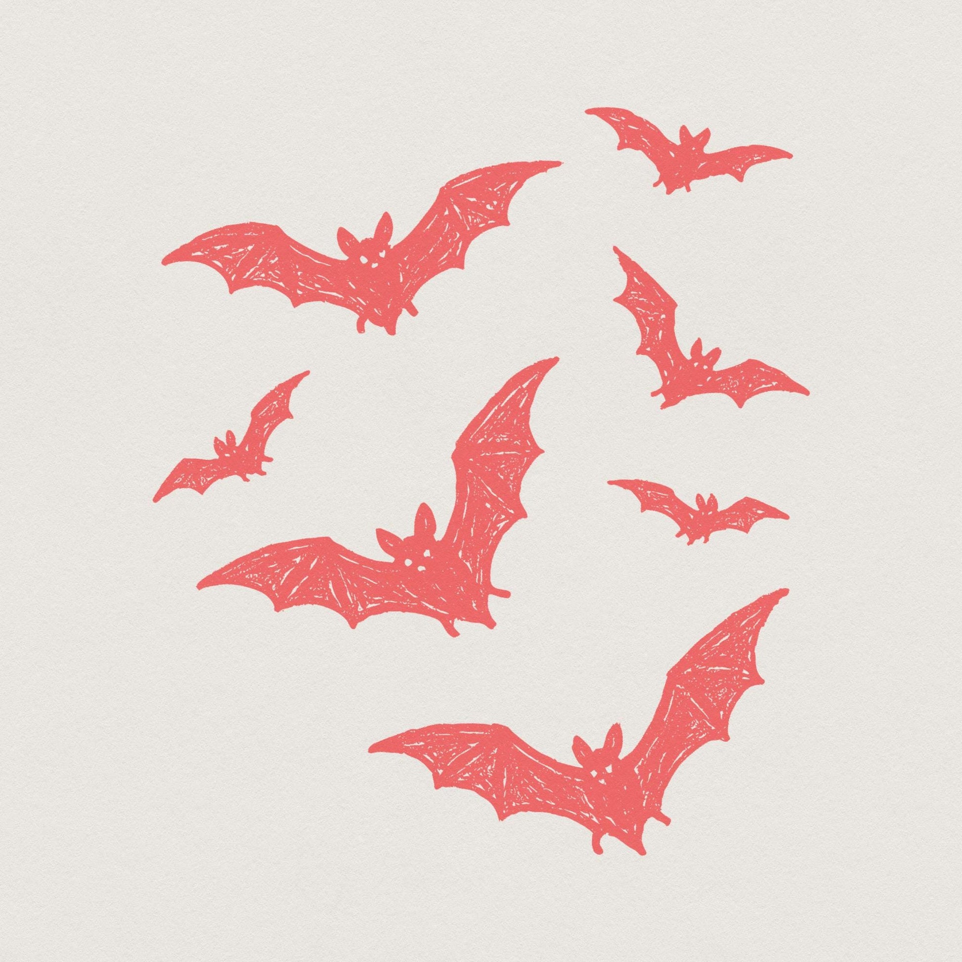 Hand Drawn Red Bats PNG, Halloween Bats Clipart PNG - 300 DPI Design for