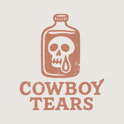 Cowboy Tears PNG, Retro Western Skull Bottle PNG - 300 DPI Design for