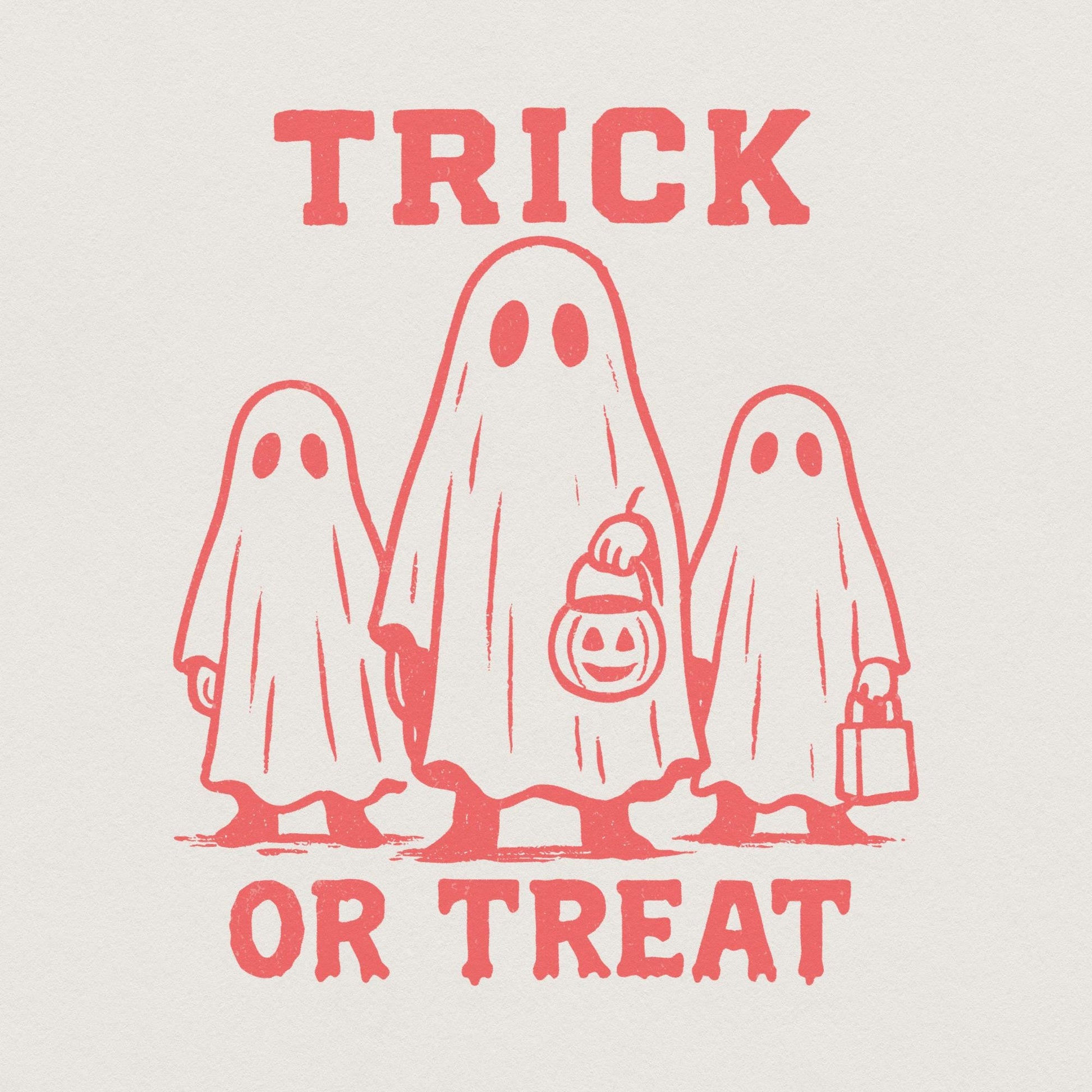 Trick Or Treat Retro Ghost PNG, Halloween PNG - 300 DPI Design for T-Shirt