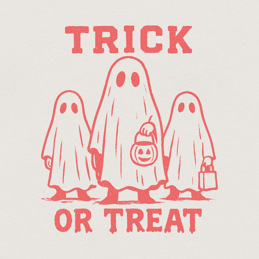 Trick Or Treat Retro Ghost PNG, Halloween PNG - 300 DPI Design for T-Shirt