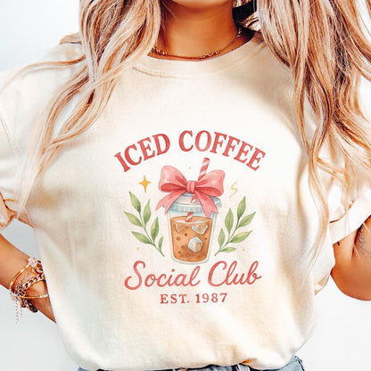Iced Coffee Social Club PNG, Cute Coffee Drink Digital Art - 300 DPI