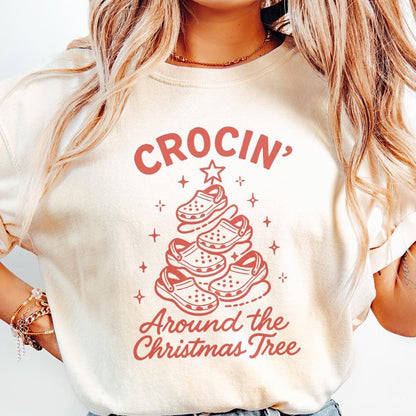 Crocin' Around The Christmas Tree PNG, Funny Christmas Tree Crocs PNG -