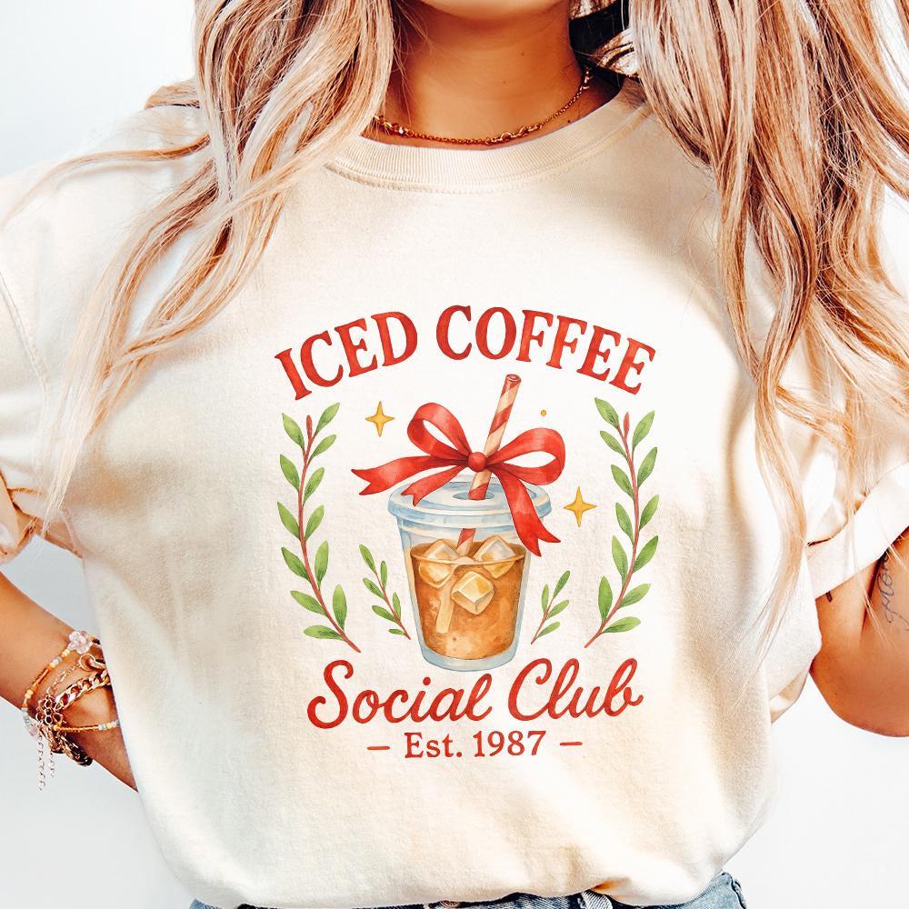 Iced Coffee Social Club Est. 1987 PNG, Coffee Club Lover Sublimation PNG