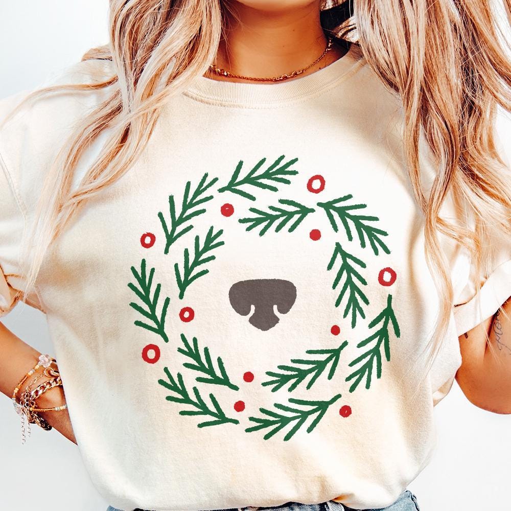 Wreath Bear Nose PNG, Cute Christmas Wreath PNG - 300 DPI Design for