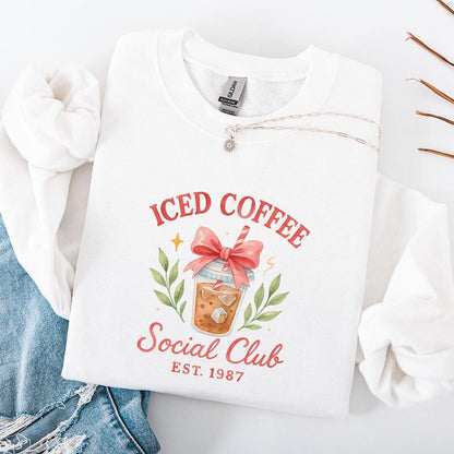 Iced Coffee Social Club PNG, Cute Coffee Drink Digital Art - 300 DPI