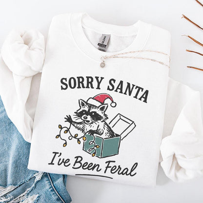 Sorry Santa I've Been Feral PNG Christmas Raccoon Shirt Digital Download,