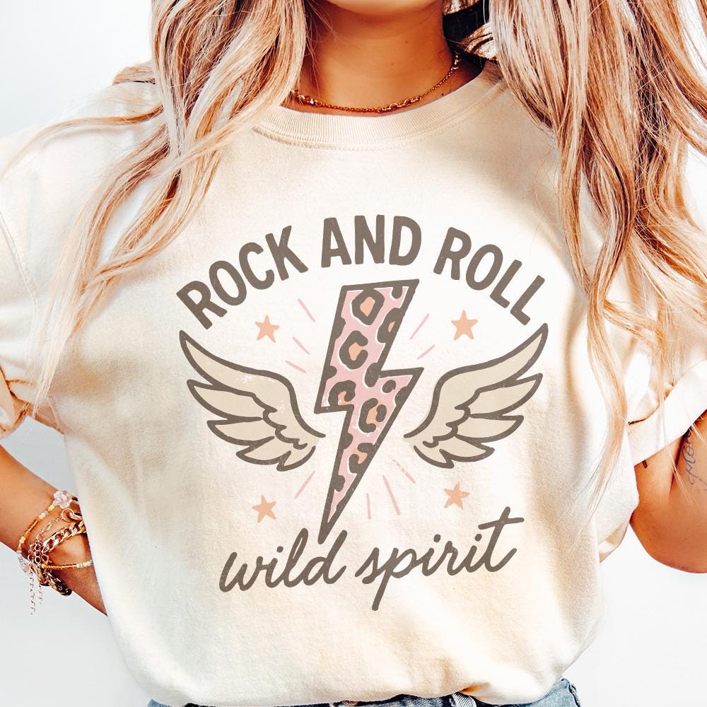 Rock And Roll Wild Spirit PNG, Retro Lightning Bolt Leopard Print PNG -