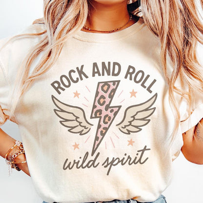 Rock And Roll Wild Spirit PNG, Retro Lightning Bolt Leopard Print PNG -