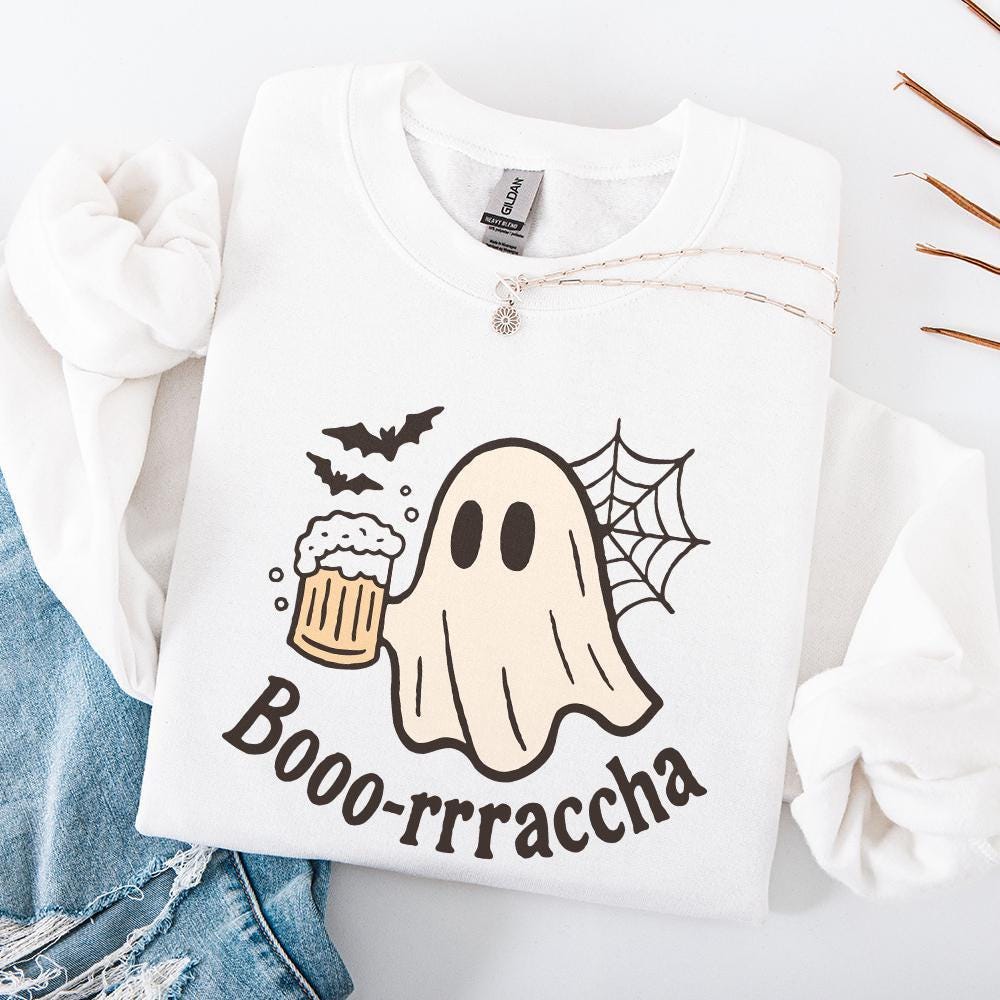 Booo-Rrraccha Ghost Beer Halloween PNG, Spooky Party Digital Artwork -
