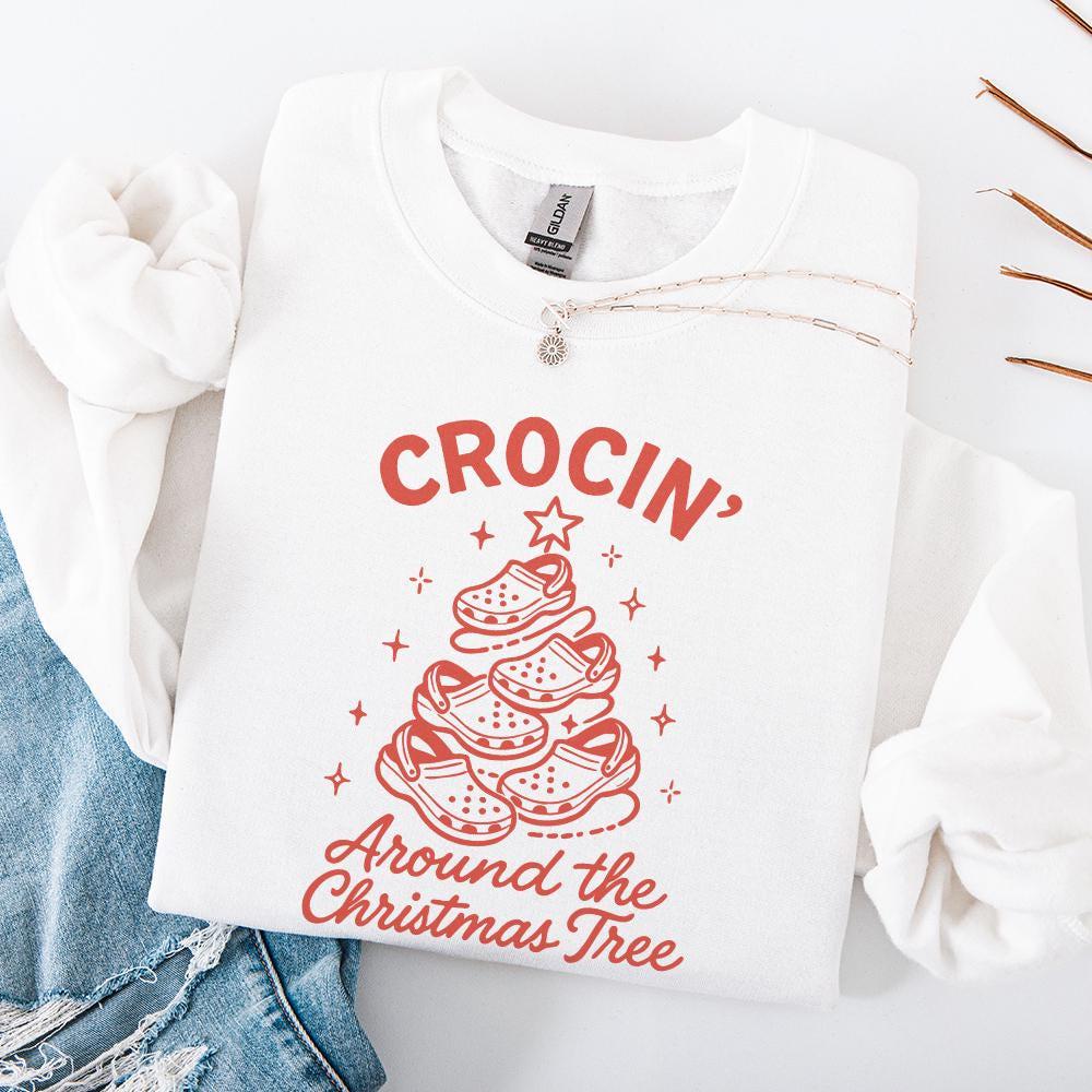 Crocin' Around The Christmas Tree PNG, Funny Christmas Tree Crocs PNG -