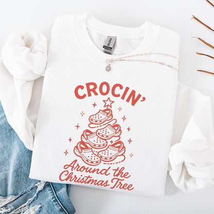 Crocin' Around The Christmas Tree PNG, Funny Christmas Tree Crocs PNG -