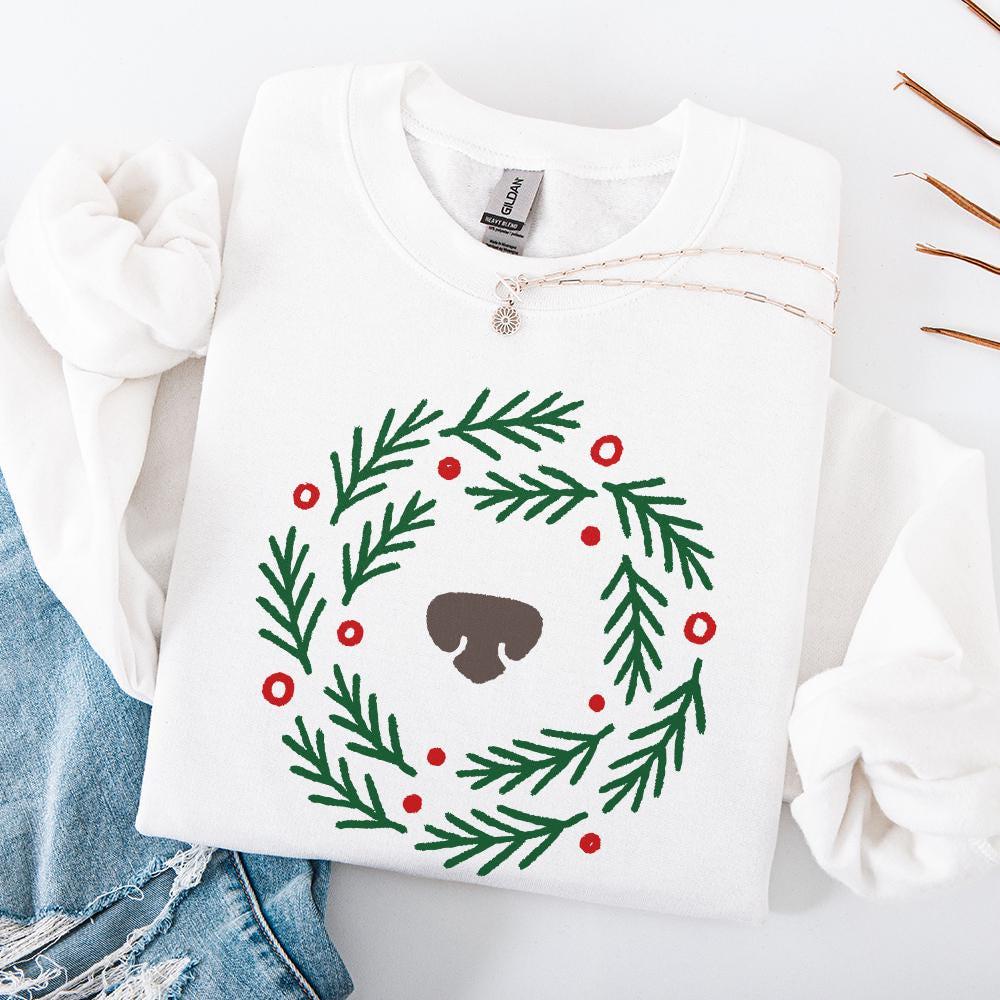 Wreath Bear Nose PNG, Cute Christmas Wreath PNG - 300 DPI Design for