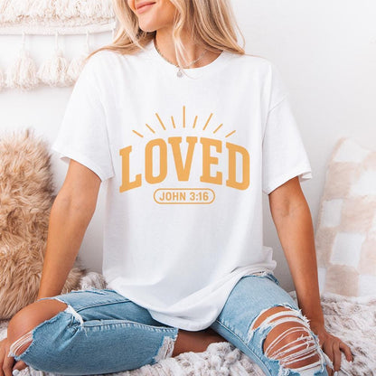 Loved John 3:16 PNG Shirt Design, Bible Verse Digital Download - 300 DPI