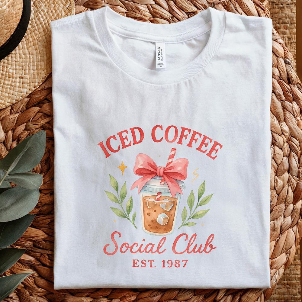 Iced Coffee Social Club PNG, Cute Coffee Drink Digital Art - 300 DPI