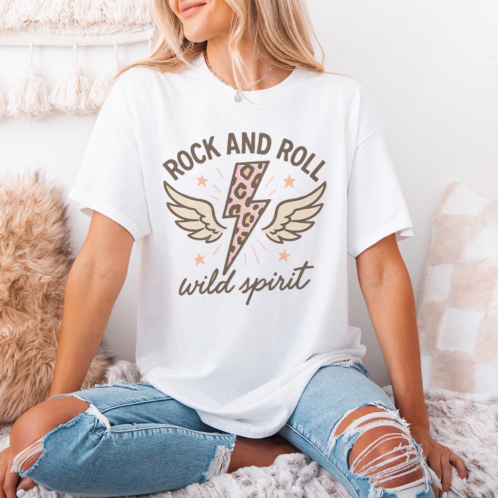 Rock And Roll Wild Spirit PNG, Retro Lightning Bolt Leopard Print PNG -