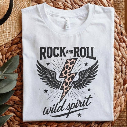 Rock And Roll Wild Spirit PNG, Leopard Lightning Bolt With Wings Design -