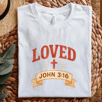 Loved John 3:16 PNG, Christian PNG - 300 DPI Design for T-Shirt