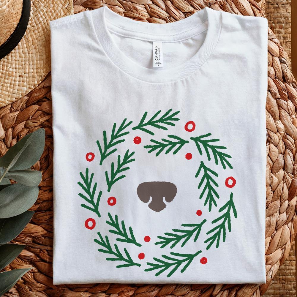 Wreath Bear Nose PNG, Cute Christmas Wreath PNG - 300 DPI Design for