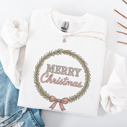 Merry Christmas Wreath PNG, Holiday Digital Download - 300 DPI Design for