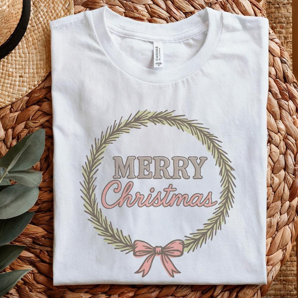 Merry Christmas Wreath PNG, Holiday Digital Download - 300 DPI Design for