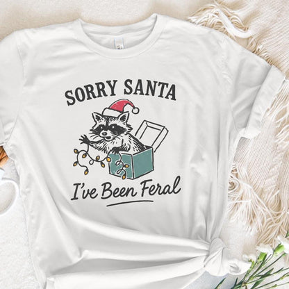 Sorry Santa I've Been Feral PNG Christmas Raccoon Shirt Digital Download,