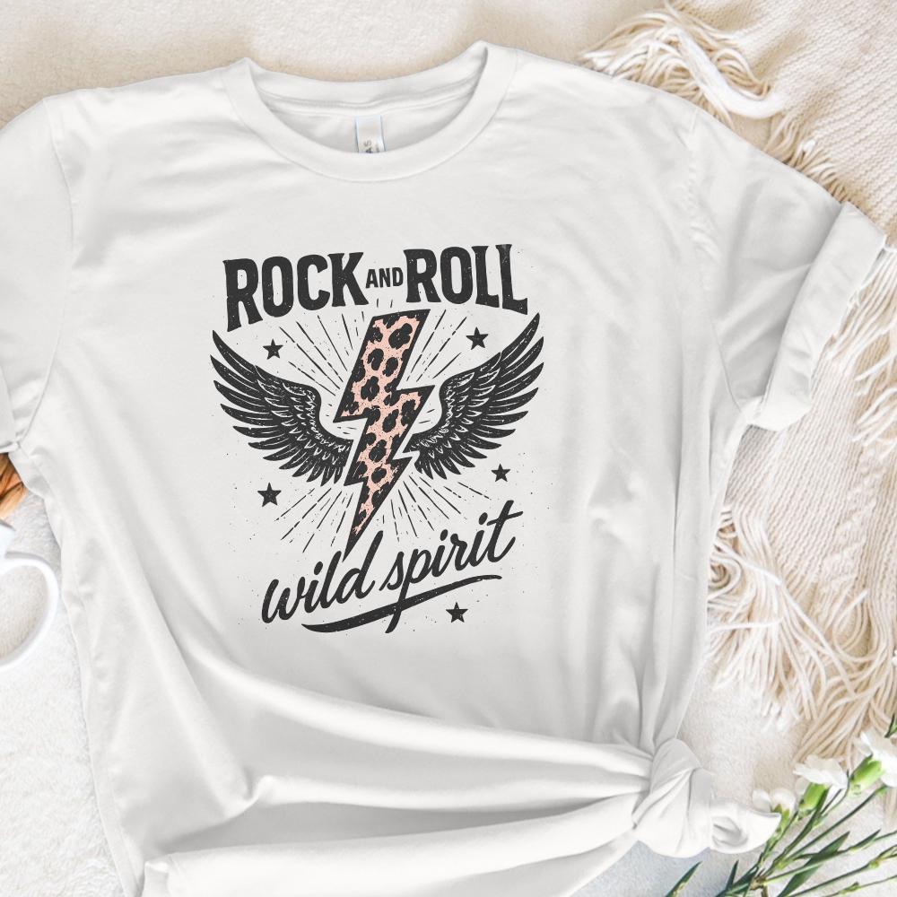 Rock And Roll Wild Spirit PNG, Leopard Lightning Bolt With Wings Design -