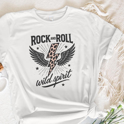Rock And Roll Wild Spirit PNG, Leopard Lightning Bolt With Wings Design -