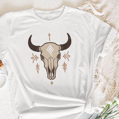 Boho Bull Skull PNG, Western Skull PNG Art - 300 DPI Design for T-Shirt