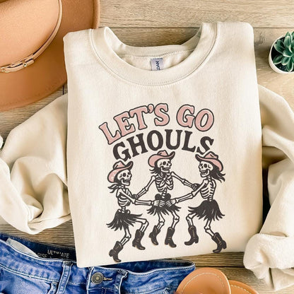 Let's Go Ghouls PNG, Dancing Skeleton Cowgirl Shirt PNG - 300 DPI Design