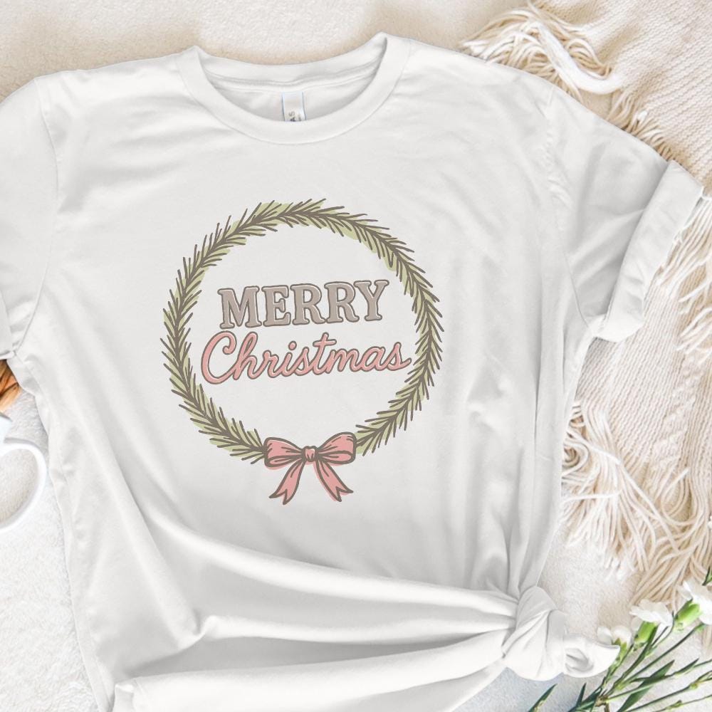 Merry Christmas Wreath PNG, Holiday Digital Download - 300 DPI Design for