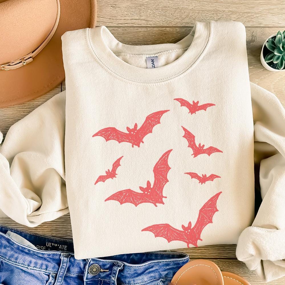 Hand Drawn Red Bats PNG, Halloween Bats Clipart PNG - 300 DPI Design for