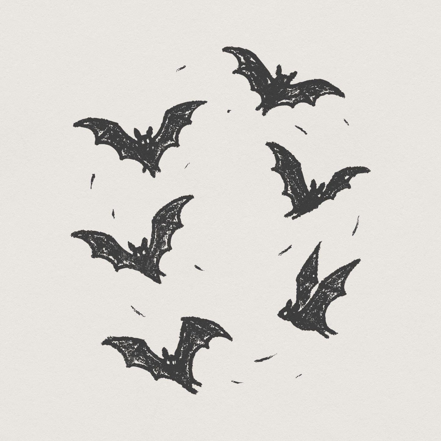 Minimal Flying Bats PNG, Spooky Halloween Bat Clipart - 300 DPI Design