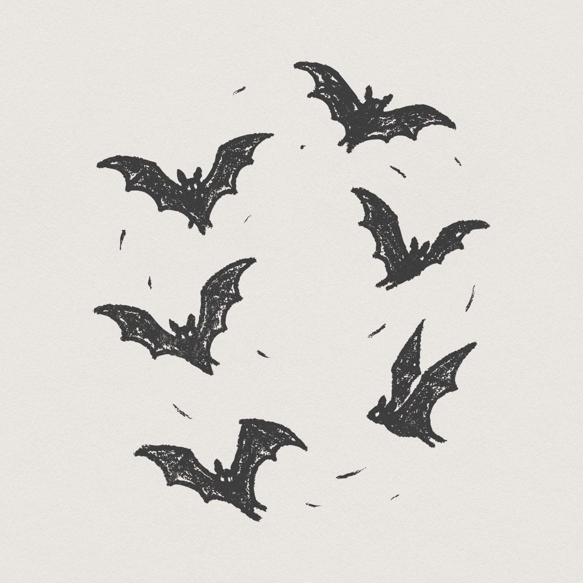 Minimal Flying Bats PNG, Spooky Halloween Bat Clipart - 300 DPI Design