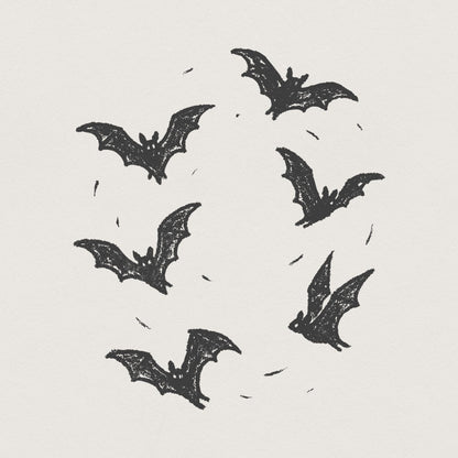 Minimal Flying Bats PNG, Spooky Halloween Bat Clipart - 300 DPI Design